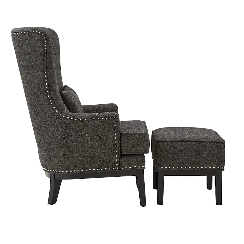 Fauteuil de salon à dossier haut ailé Capella avec repose-pieds par iNSPIRE Q Artisan