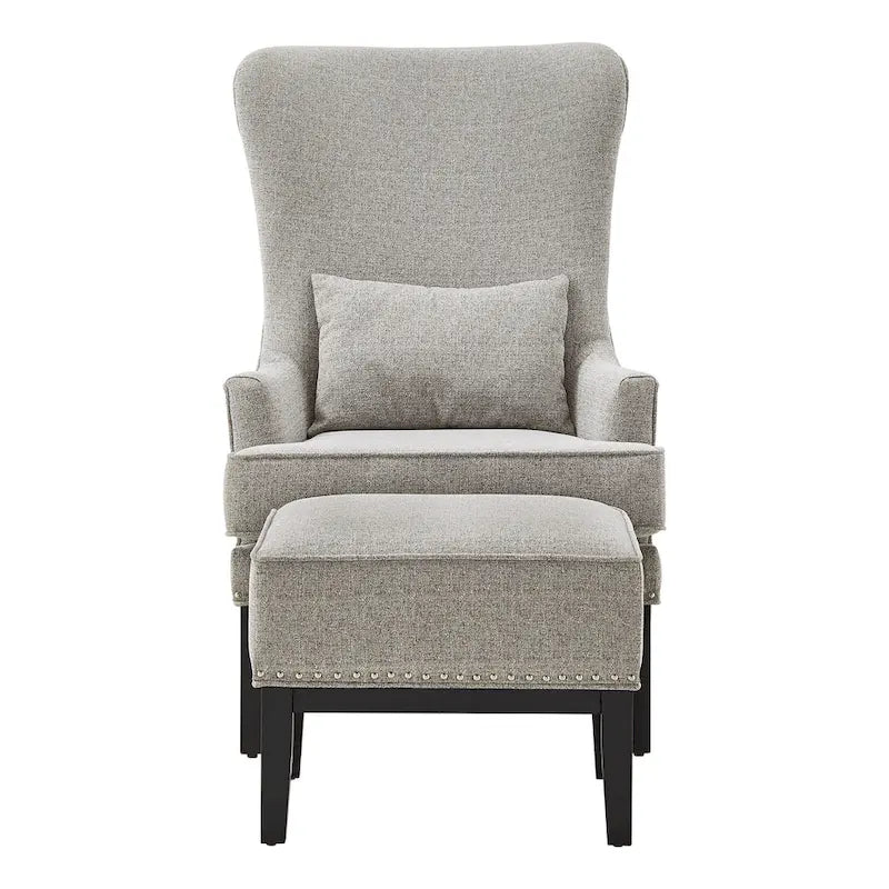 Fauteuil de salon à dossier haut ailé Capella avec repose-pieds par iNSPIRE Q Artisan