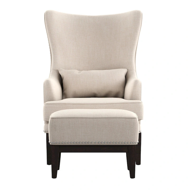 Fauteuil de salon à dossier haut ailé Capella avec repose-pieds par iNSPIRE Q Artisan