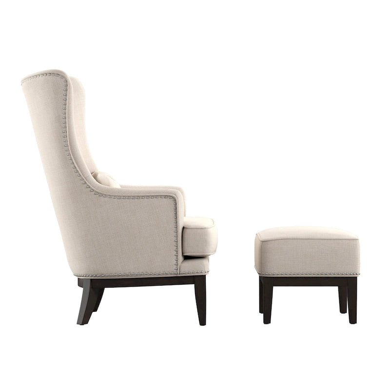 Fauteuil de salon à dossier haut ailé Capella avec repose-pieds par iNSPIRE Q Artisan