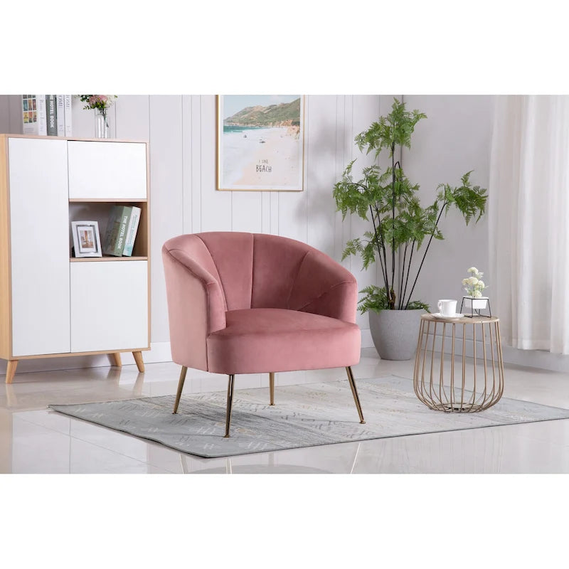 Porthos Home Skye - Fauteuil d'appoint capitonné en velours avec pieds chromés
