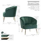 Porthos Home Skye - Fauteuil d'appoint capitonné en velours avec pieds chromés