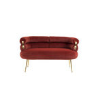 Fauteuil tubulaire long en velours avec pieds dorés