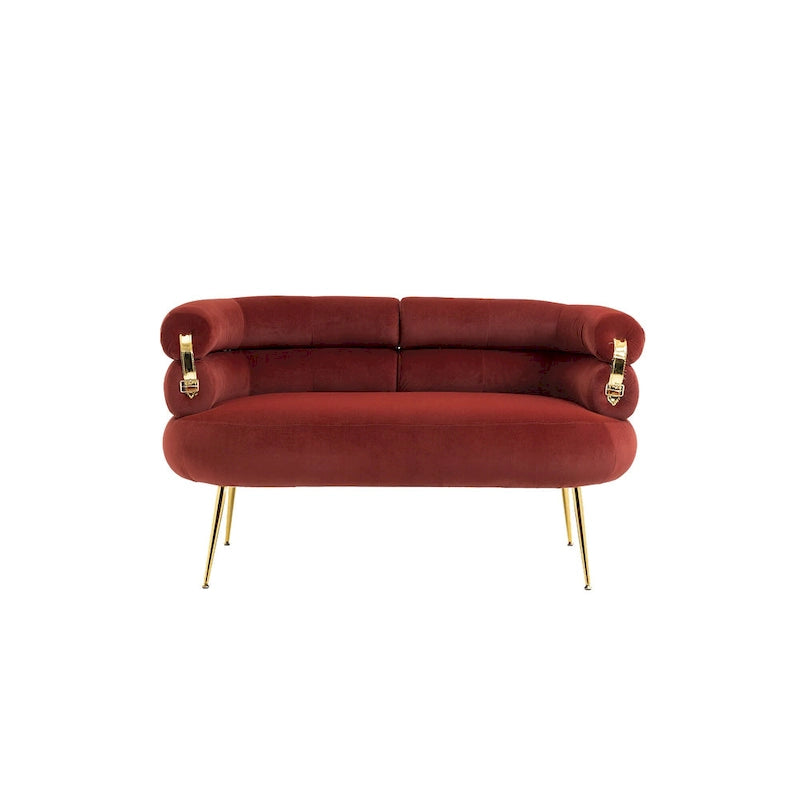 Fauteuil tubulaire long en velours avec pieds dorés