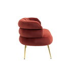 Fauteuil tubulaire long en velours avec pieds dorés