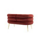 Fauteuil tubulaire long en velours avec pieds dorés