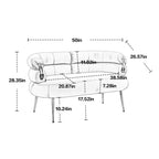 Fauteuil tubulaire long en velours avec pieds dorés