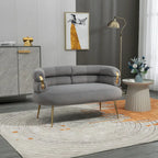 Fauteuil tubulaire long en velours avec pieds dorés