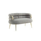 Fauteuil tubulaire long en velours avec pieds dorés