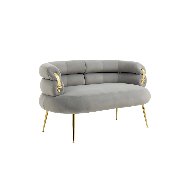 Fauteuil tubulaire long en velours avec pieds dorés