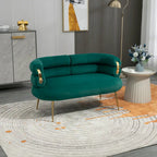 Fauteuil tubulaire long en velours avec pieds dorés