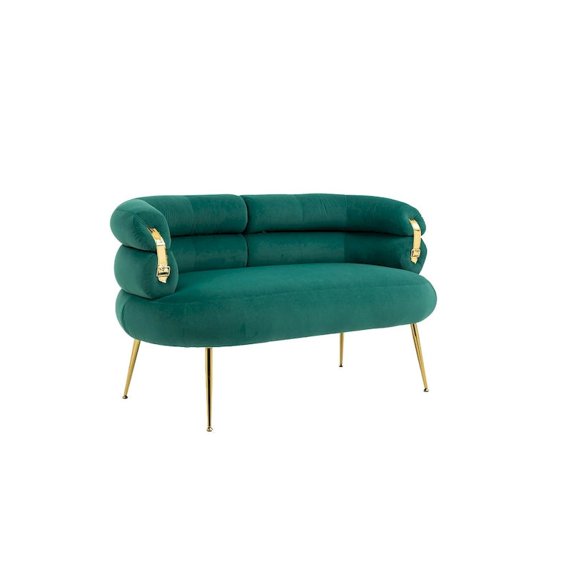 Fauteuil tubulaire long en velours avec pieds dorés