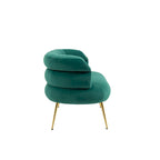 Fauteuil tubulaire long en velours avec pieds dorés