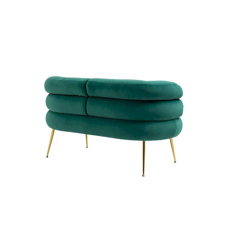 Fauteuil tubulaire long en velours avec pieds dorés