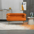 Fauteuil tubulaire long en velours avec pieds dorés