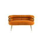 Fauteuil tubulaire long en velours avec pieds dorés