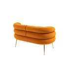 Fauteuil tubulaire long en velours avec pieds dorés