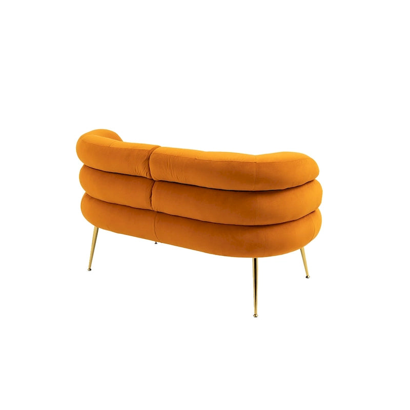 Fauteuil tubulaire long en velours avec pieds dorés