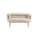 Fauteuil tubulaire long en velours avec pieds dorés