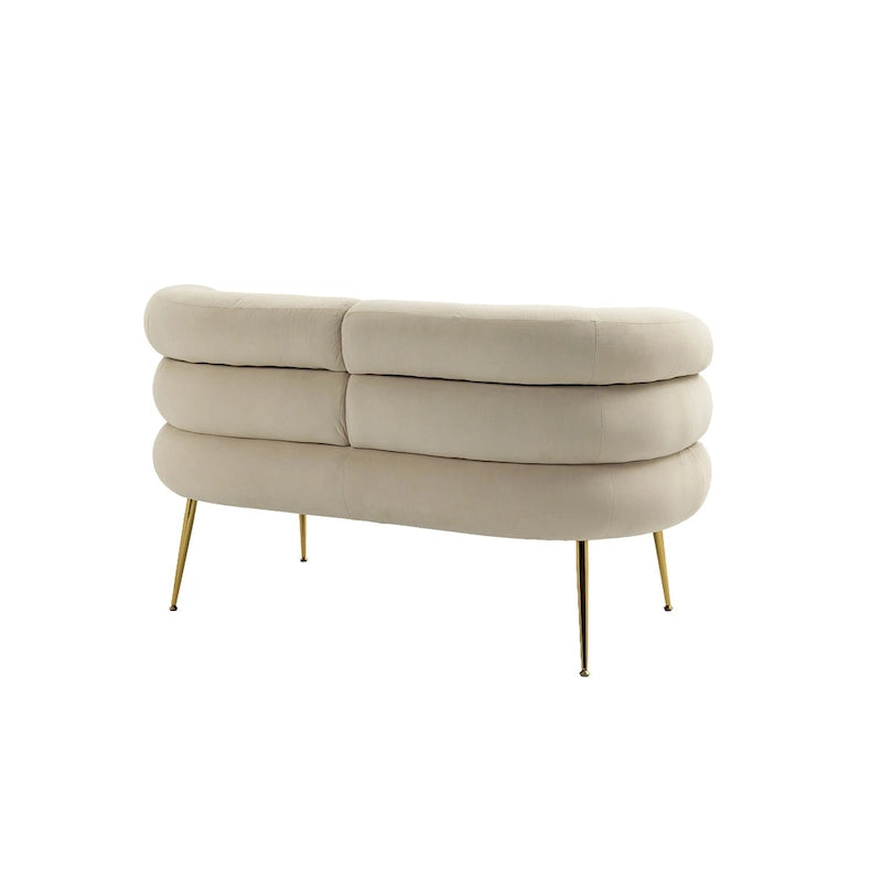 Fauteuil tubulaire long en velours avec pieds dorés