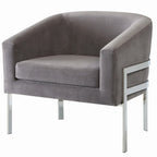 Fauteuil d'appoint gris au design moderne et élégant avec base chromée