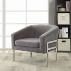 Fauteuil d'appoint gris au design moderne et élégant avec base chromée