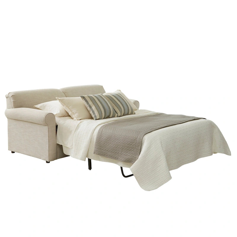 Canapé-lit belge couleur ivoire avec matelas en mousse à mémoire de forme et gel