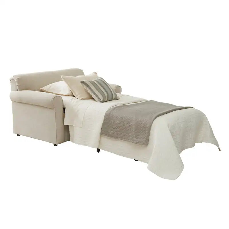 Canapé-lit belge couleur ivoire avec matelas en mousse à mémoire de forme et gel