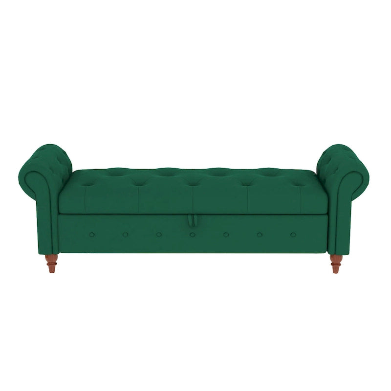 Banc de lit de rangement moderne avec accoudoirs roulés