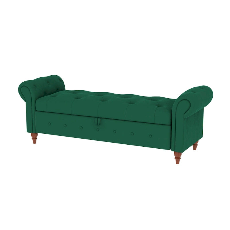 Banc de lit de rangement moderne avec accoudoirs roulés