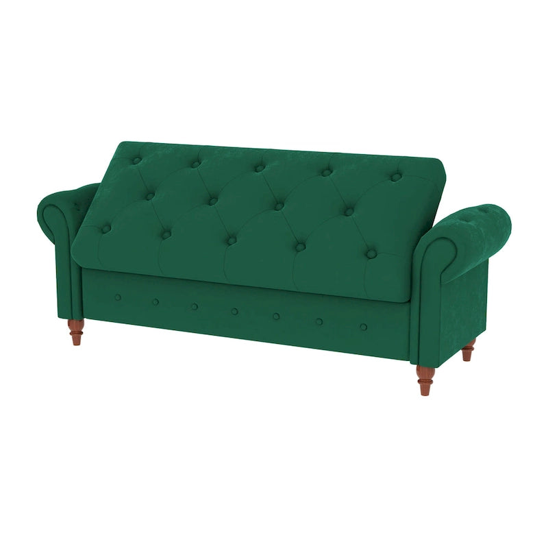 Banc de lit de rangement moderne avec accoudoirs roulés