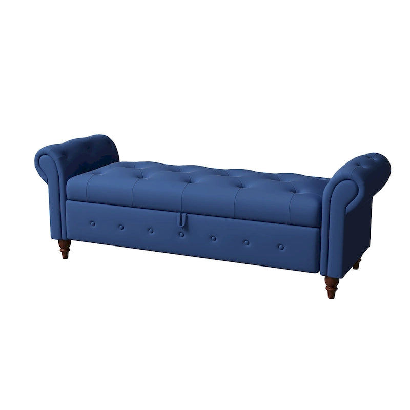 Banc de lit de rangement moderne avec accoudoirs roulés