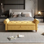 Banc de lit de rangement moderne avec accoudoirs roulés