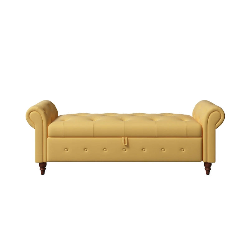 Banc de lit de rangement moderne avec accoudoirs roulés