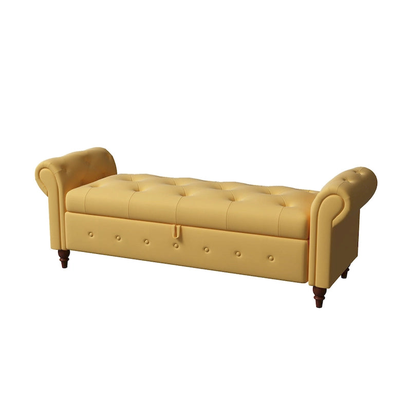 Banc de lit de rangement moderne avec accoudoirs roulés