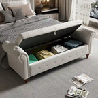 Banc de lit de rangement moderne avec accoudoirs roulés