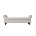 Banc de lit de rangement moderne avec accoudoirs roulés