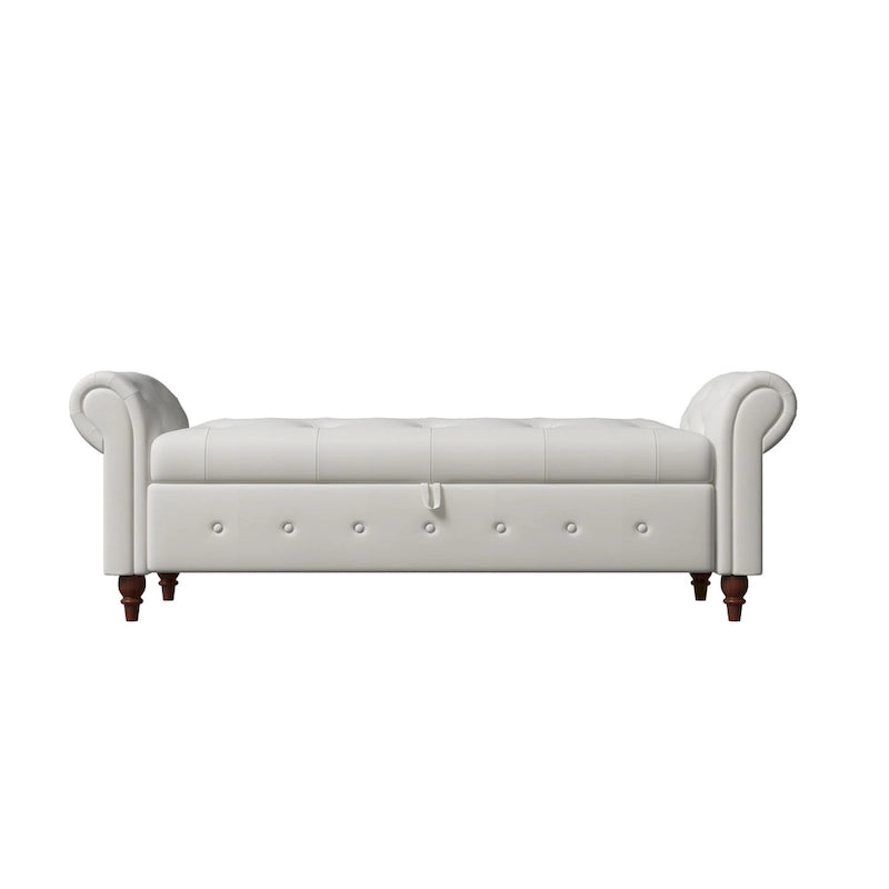 Banc de lit de rangement moderne avec accoudoirs roulés