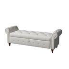 Banc de lit de rangement moderne avec accoudoirs roulés