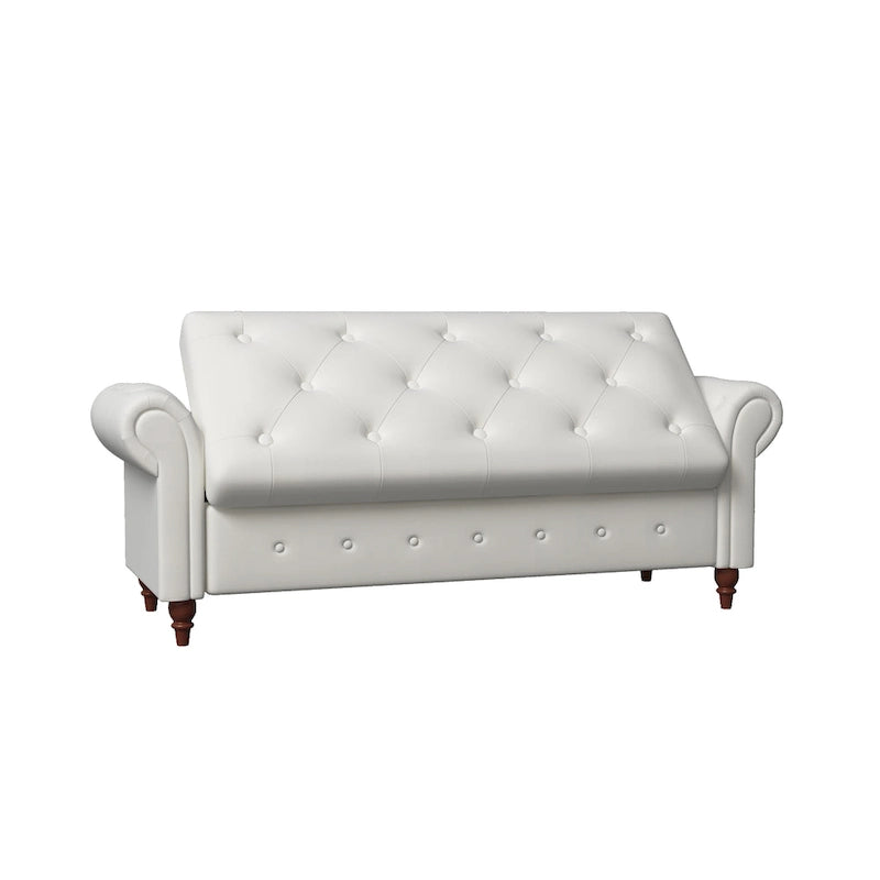 Banc de lit de rangement moderne avec accoudoirs roulés