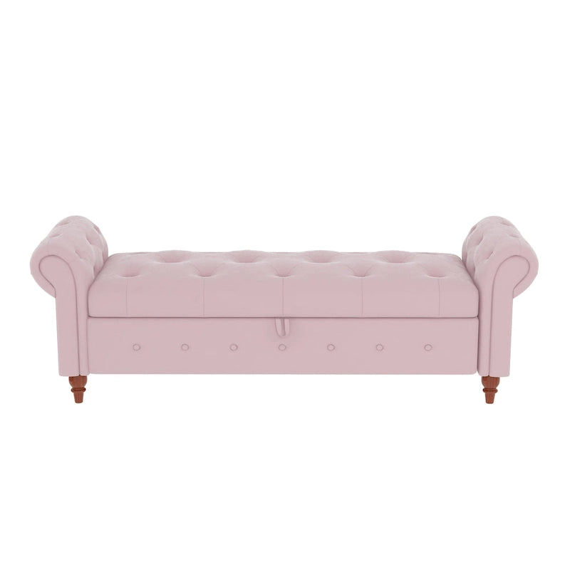 Banc de lit de rangement moderne avec accoudoirs roulés