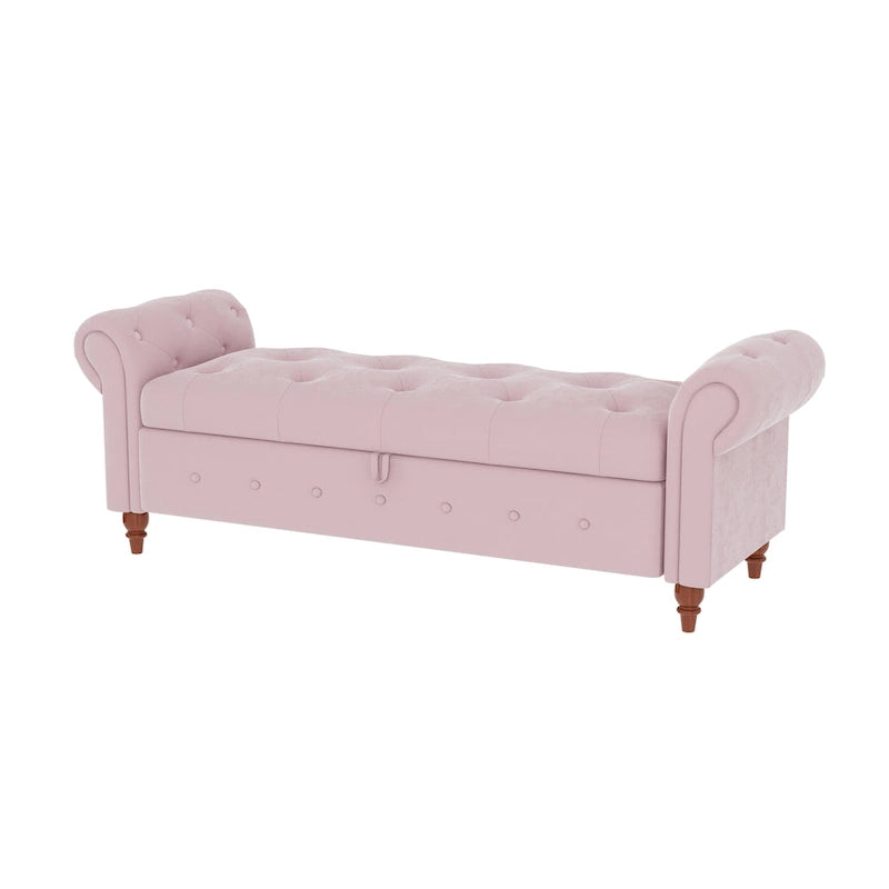 Banc de lit de rangement moderne avec accoudoirs roulés