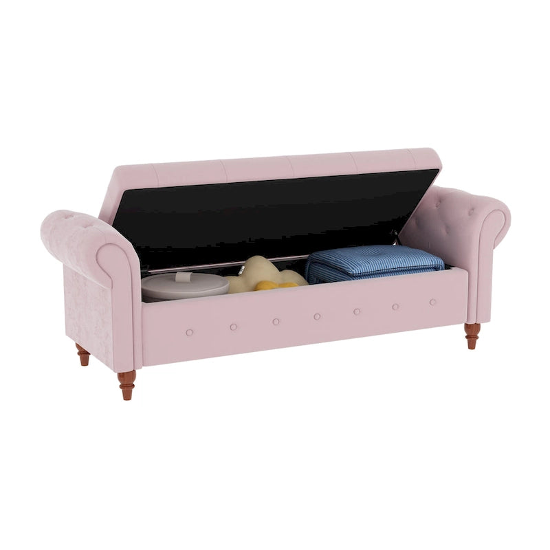 Banc de lit de rangement moderne avec accoudoirs roulés