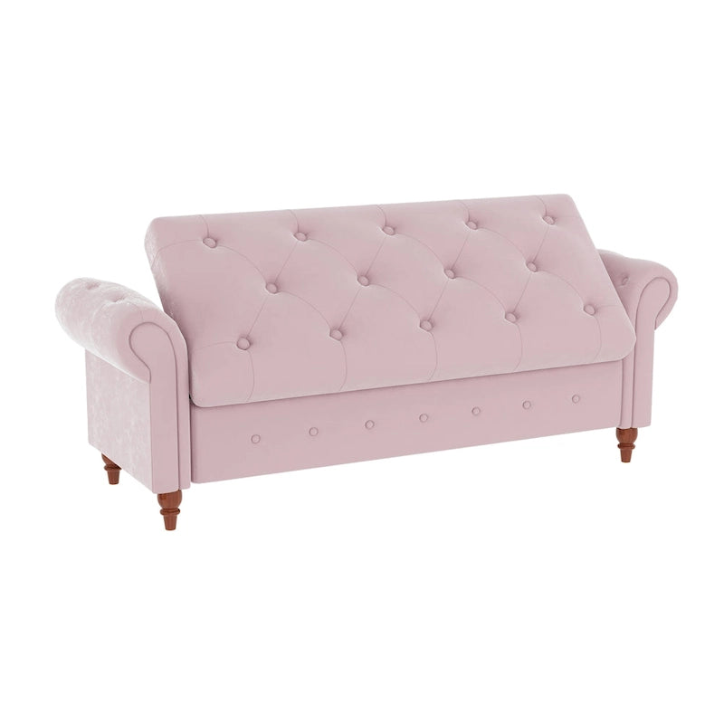 Banc de lit de rangement moderne avec accoudoirs roulés