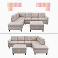 Canapé d'angle en L Mixoy avec 2 porte-gobelets, pouf de rangement