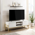 Meuble TV 2 tiroirs Middlebrook avec base en métal