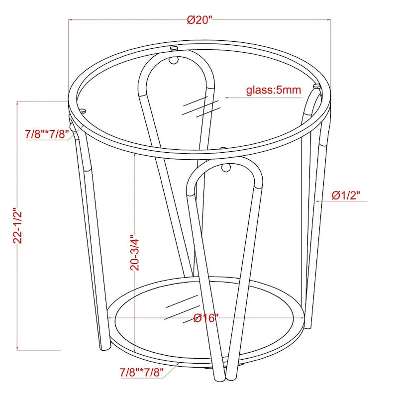 Ensemble de tables basses Gable Glam en verre 2 pièces avec étagère par Furniture of America