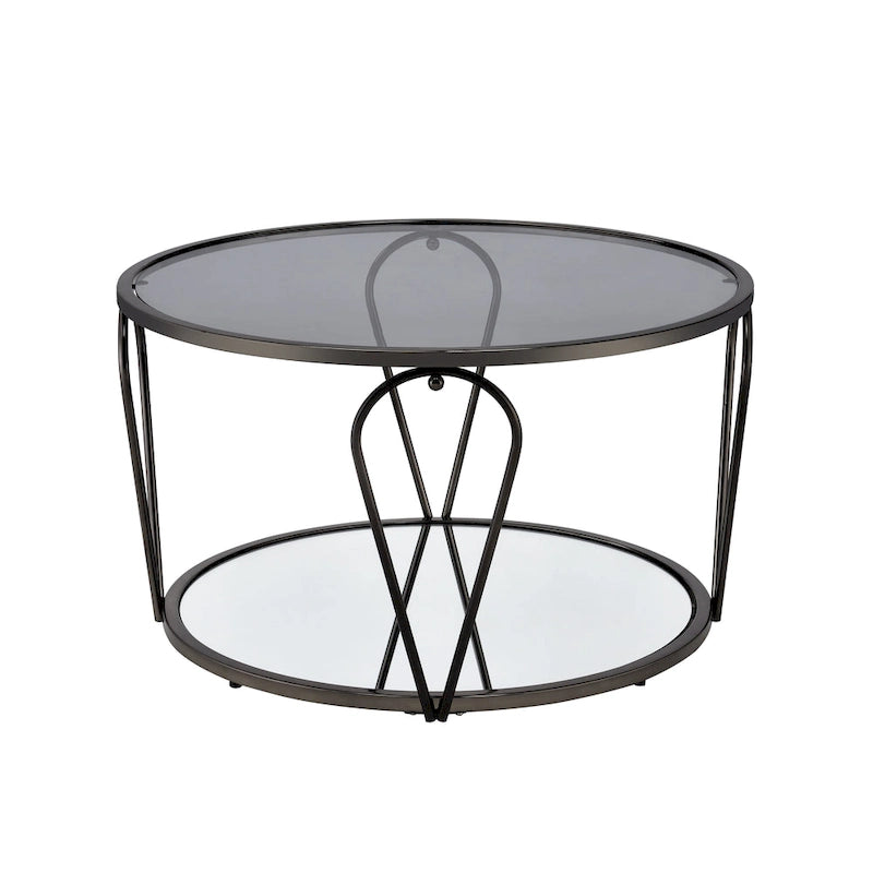 Ensemble de tables basses Gable Glam en verre 2 pièces avec étagère par Furniture of America