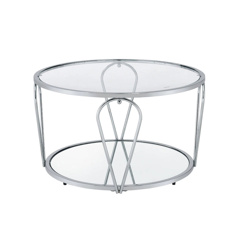 Ensemble de tables basses Gable Glam en verre 2 pièces avec étagère par Furniture of America