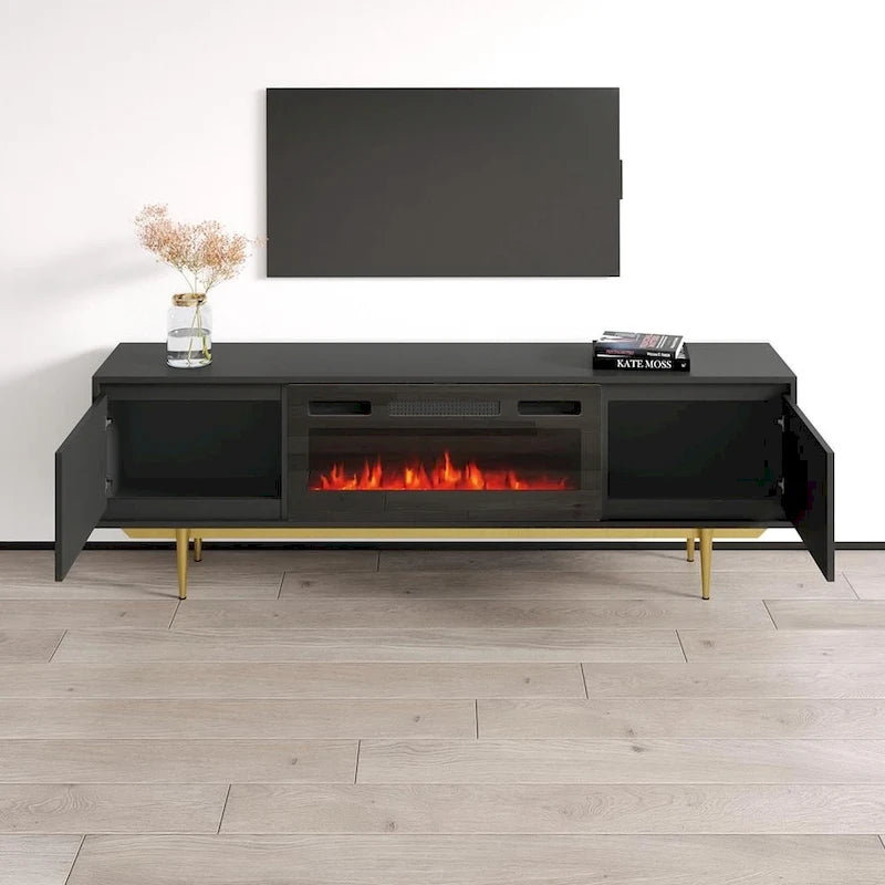 Meuble TV avec cheminée Maze BL-EF